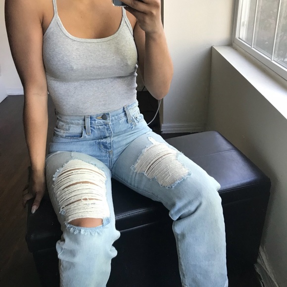 Tops - Gray ribbed crop tank NWT